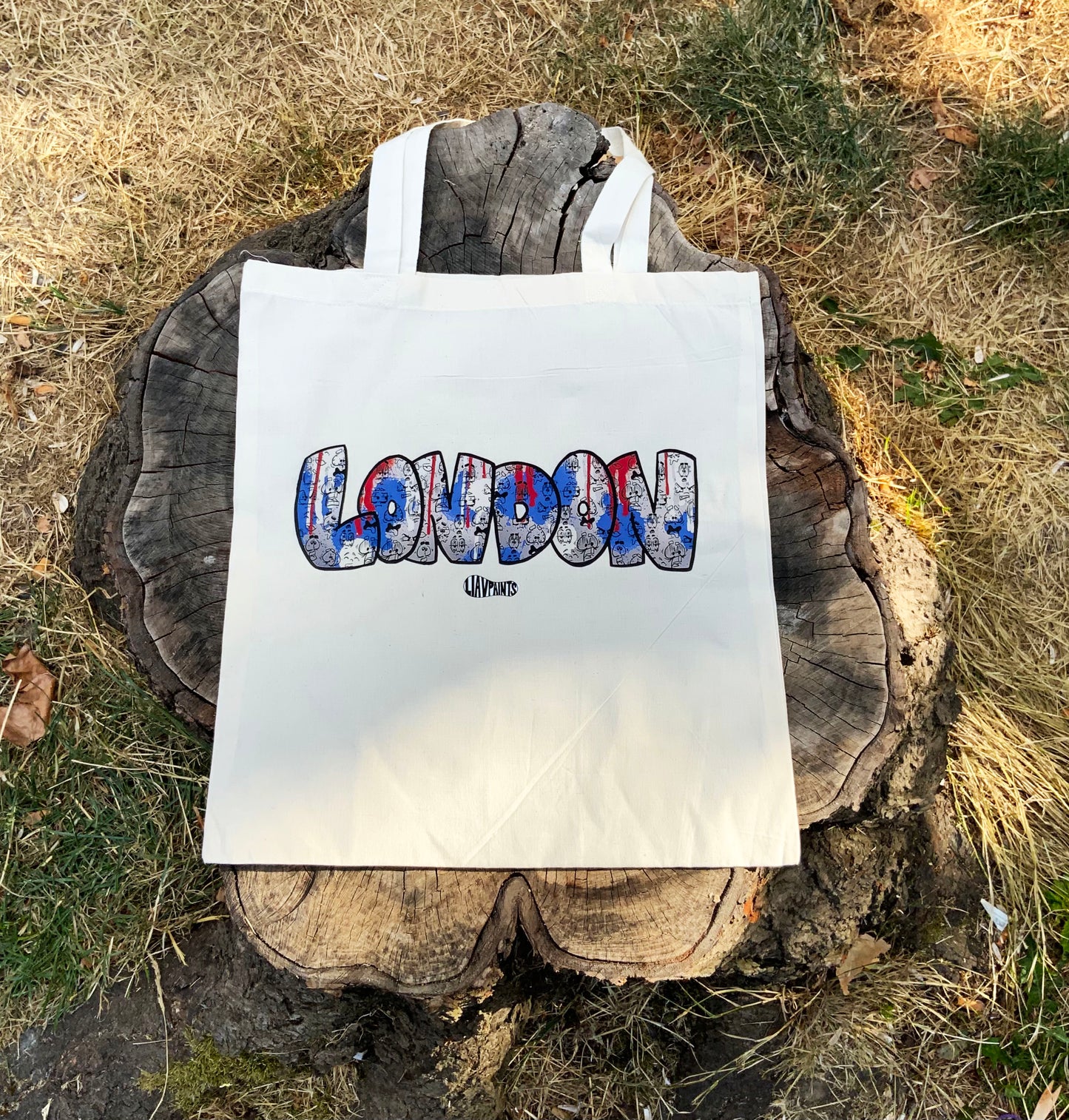 London Faces (Red/Blue/White) Tote Bag